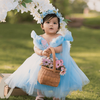 Elena Luxury Flower Girl Party Dress Blue