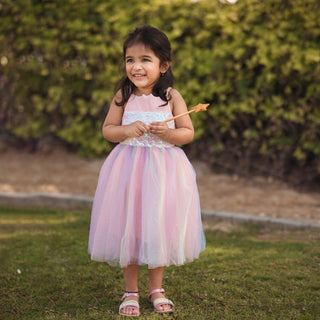 Rainbow Sequin Designed Top Glitter Tutu Dress Pink
