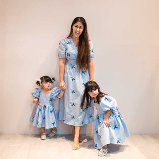 Clara Puff Sleeve Embroidered Mommy and Me Matching Dress