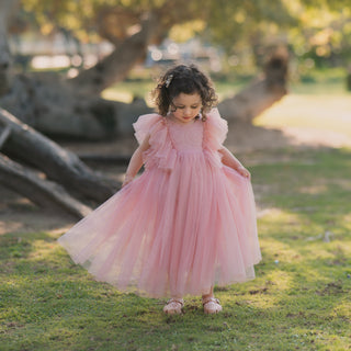 Fancy Lace Top Long Tutu Dress