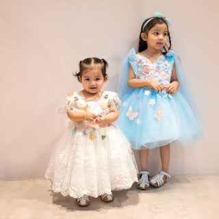 Athena White Cocktail Luxury Flower Girl Party Dress