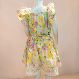 Aqua Floral Top and Short Set