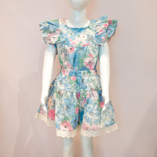 Aqua Floral Top and Short Set