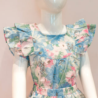 Aqua Floral Top and Short Set