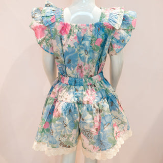Aqua Floral Top and Short Set