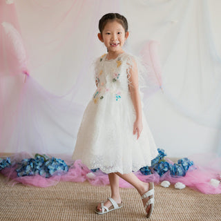 Athena White Cocktail Luxury Flower Girl Party Dress