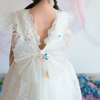 Athena White Cocktail Luxury Flower Girl Party Dress