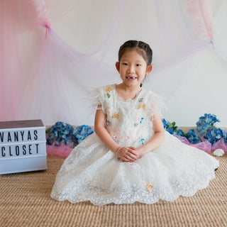 Athena White Cocktail Luxury Flower Girl Party Dress