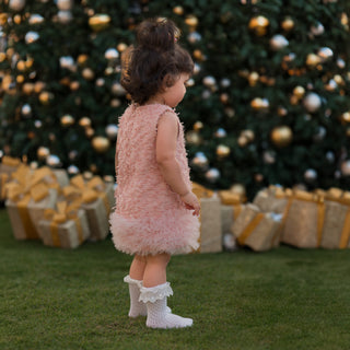 Fur Sleeveless Tassel Dress- Pink