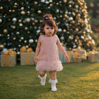 Fur Sleeveless Tassel Dress- Pink