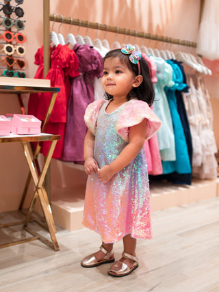 Audrey Puff Sleeved  Sequin Dress