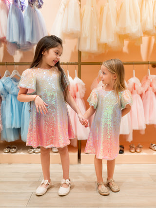Audrey Puff Sleeved  Sequin Dress