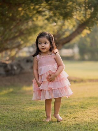 RUFFLE TULLE PINK DRESS