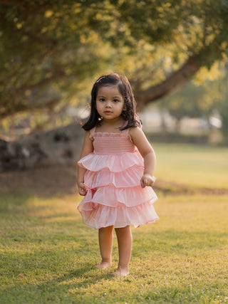 RUFFLE TULLE PINK DRESS