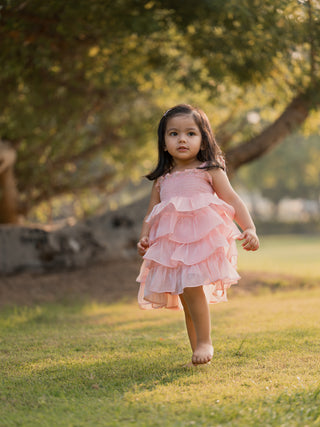 RUFFLE TULLE PINK DRESS