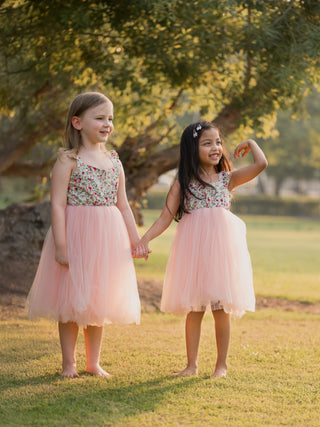 PINKY FLORAL TULLE DRESS