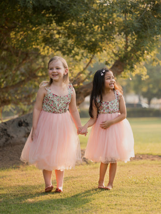 PINKY FLORAL TULLE DRESS