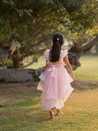 Flora Applique Cascading Princess Dress