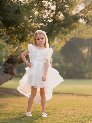 Flora Applique Cascading Princess Dress
