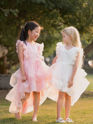 Flora Applique Cascading Princess Dress