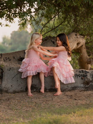 RUFFLE TULLE PINK DRESS