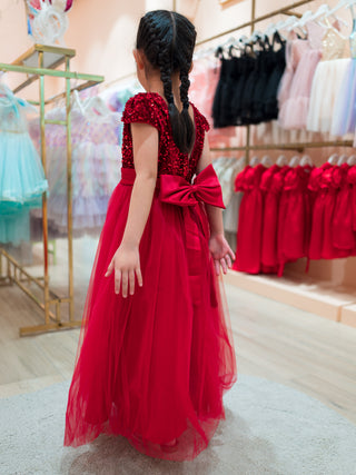 CHRISTMAS PUFF SLEEVE SEQUIN DRESS