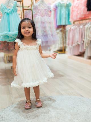Elegant Off Shoulder Cotton Tulle Dress