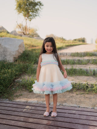 Scarlett Pink Ruffle Dress - Ivory