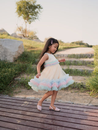 Scarlett Pink Ruffle Dress - Ivory
