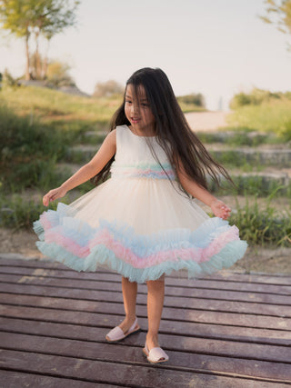 Scarlett Pink Ruffle Dress - Ivory