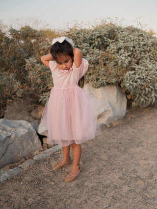 Eliana Sleeved Dress with Frill Collar - Pink