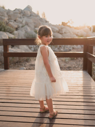 Aria Sleeveless Tulle Dress- White