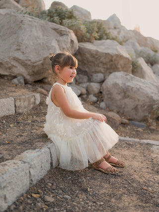 Aria Sleeveless Tulle Dress- White