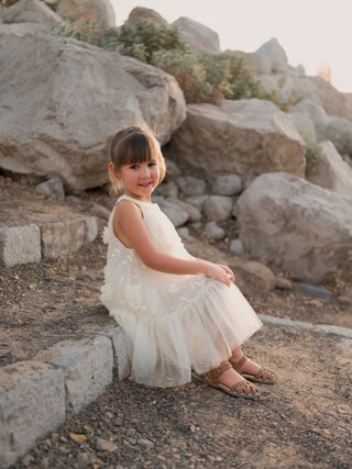 Aria Sleeveless Tulle Dress- White