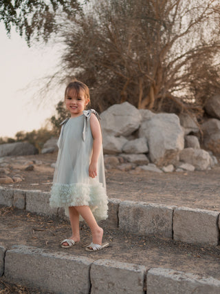 Ruffle Tulle Dress Sage Green