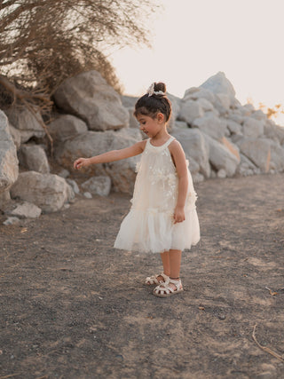 Aria Sleeveless Tulle Dress- White