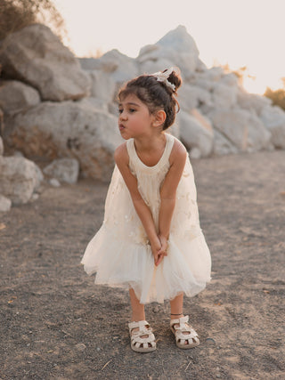 Aria Sleeveless Tulle Dress- White