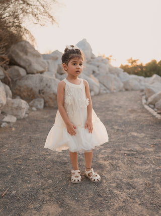 Aria Sleeveless Tulle Dress- White