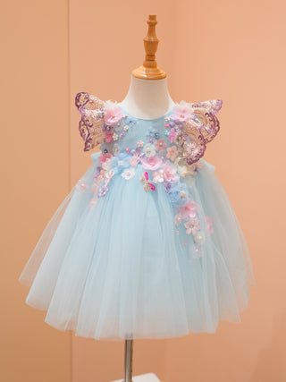 Ethereal Bloom soft pastel blue with floral accents