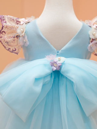 Ethereal Bloom soft pastel blue with floral accents