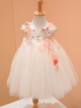 Fairy Blossom light pink feathered shoulder dress