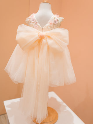 Fairy Blossom light pink feathered shoulder dress