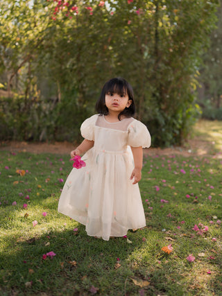 Embroidery Flower Butterfly Sequin Sleeved Dress